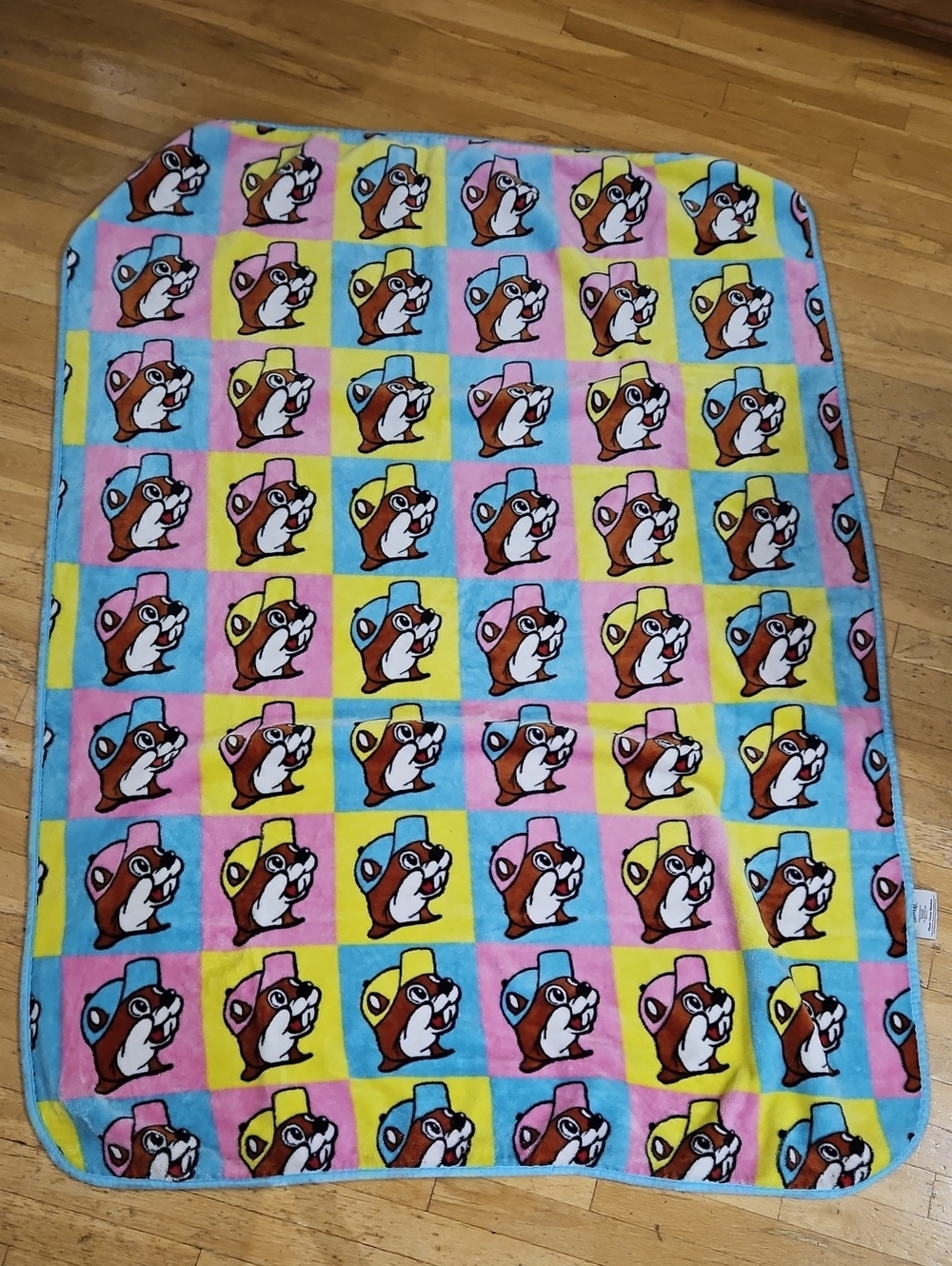 Buc-ee's Pastel Colorblock Checkered Plush Fleece Throw Blanket